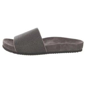 NEW Brunello Cucinelli Suede Printed Beaded Slides Size 40